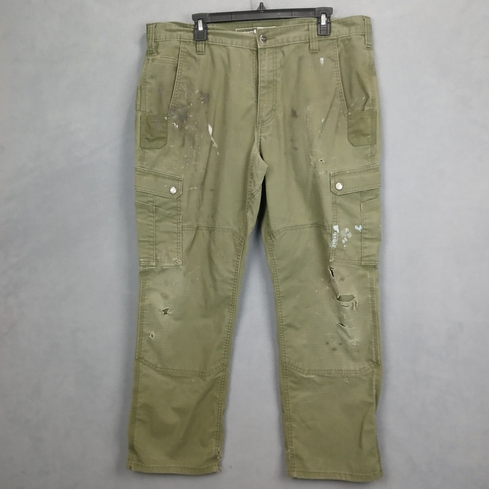 Carhartt Pants Mens 38x30 Green Workwear Rugged Flex Relaxed Fit Straight Leg